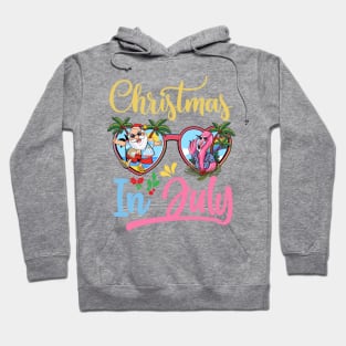 Christmas In July Sunglasses Santa Flamingo Summer Vacation Gift For men Women Hoodie